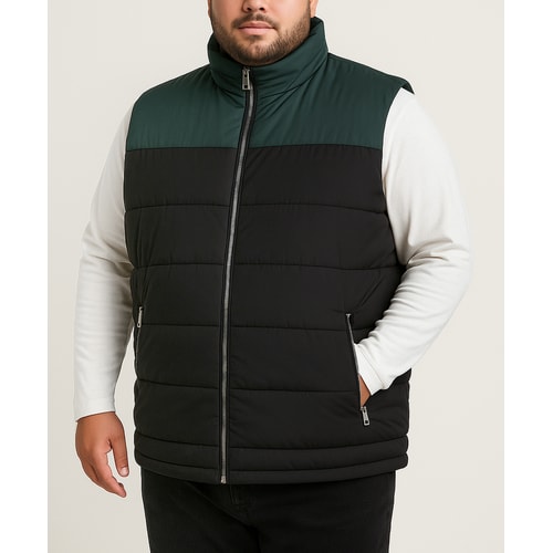 Bigdude Colour Block Padded Gilet Dark Green/Black