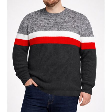 Bigdude Colour Block Knitted Jumper Charcoal