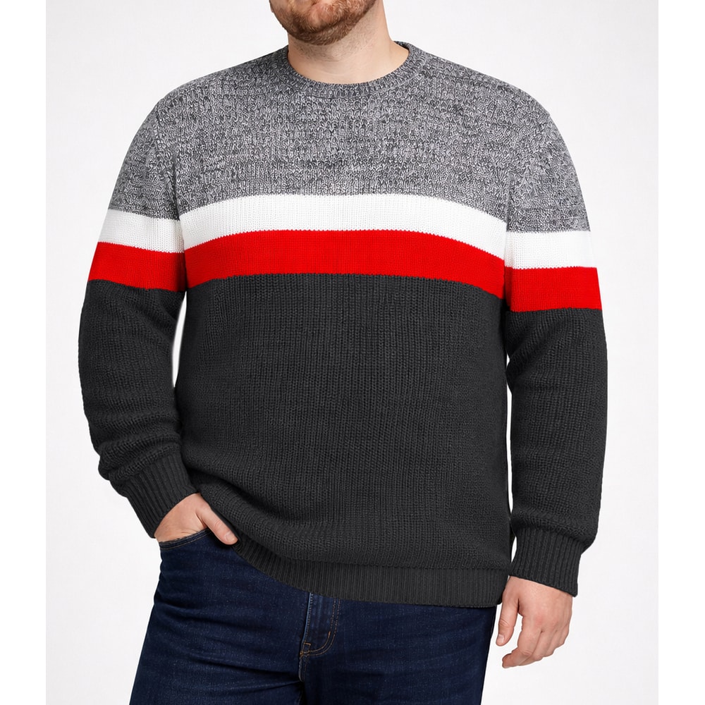 Bigdude Colour Block Knitted Jumper Charcoal