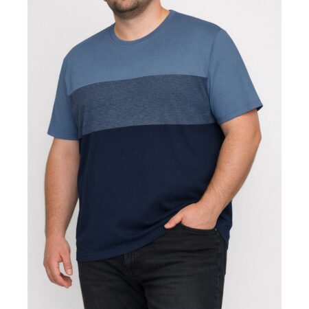 Bigdude Cut & Sew Stripe T-Shirt Navy