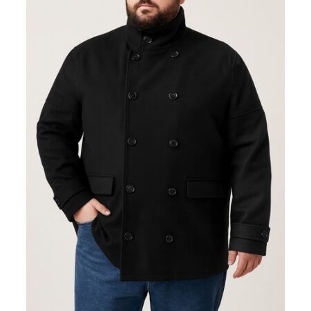 Bigdude Double Breasted Coat Black