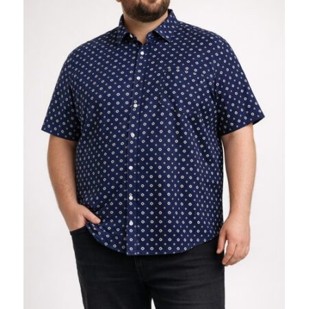 Bigdude Dots Short Sleeve Shirt Navy