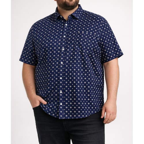 Bigdude Dots Short Sleeve Shirt Navy